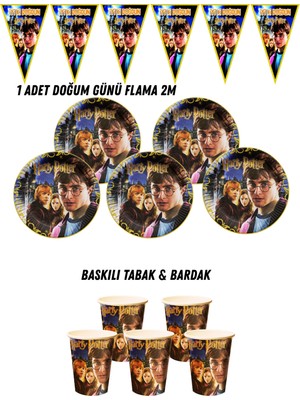 Harry Potter Hogwarts 16 Kişilik Tabak , Bardak , Flama Bayrak Doğum Günü Set