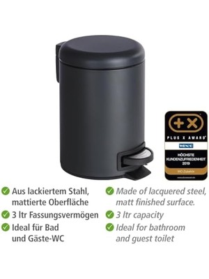 CINARSTORE Genfer Şık Çöp Kutusu, Pedallı Çöp Kutusu, Paslanmaz Çelik