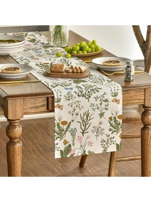 CINARSTORE Masa Örtüsü, Çiçek Desenli Temalı Masa Şeridi, Çiftlik Evi Rustik Mutfak Yemek Masası Dekorasyonu, Iç ve Dış Mekan Kullanımı Için, 33X183 cm (Birinci Stil)