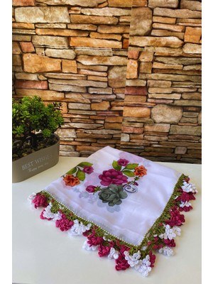 Cenk Anne-Kadın Oyalı El Işi Üzümlü Eşarp Tülbent Yazma