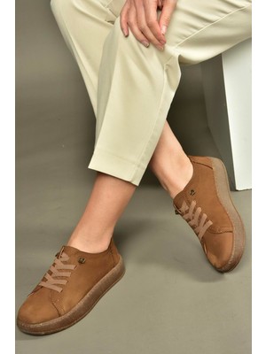 Fox Shoes V999060501 Kahverengi Hakiki Deri Nubuk Kadın Spor Ayakkabı Sneakers