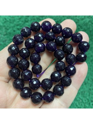Faset Küre Ametist Renkli Kuvars Taşı 10 mm
