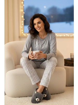 Gülseli Boyraz Kadın Yazı Baskılı Desenli Pijama Takımı P-00019967