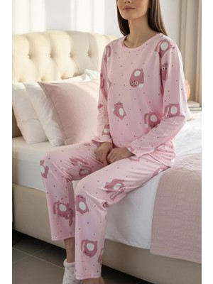 Gülseli Kadın Desenli Süet Pijama Takımı P-00019964