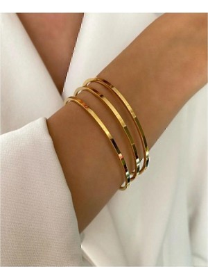 Tuncel Store Altın Renk 3 Adet Ince Ajda Bilezik, Bileklik - 3155-3
