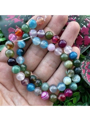 Küre Mavi Yeşil Mix Akik Taşı 8 mm