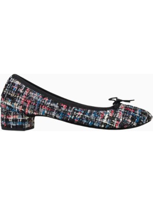 Repetto Camille 30 Ballerina Pumps, Parlak Tweed, Fiyonk Detaylı Tasarım, 30MM Topuk, Fransız Zarafeti