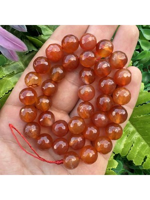 Fasetli Küre Turuncu Akik Taşı 10 mm