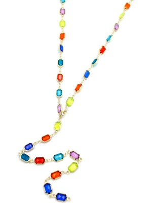 ModaSize Renkli Taşlı Y Kolye - Altın