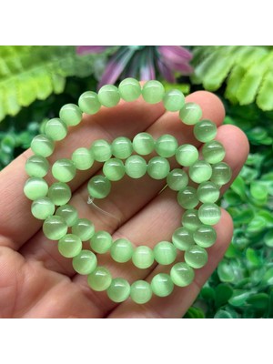 Yeşil Küre Kedi Gözü Taşı 8 mm