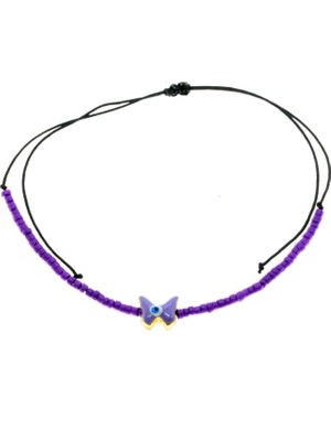 Tuncel Store Altın Renk Mor Mineli Kelebek Model Miyuki Bileklik - 2957