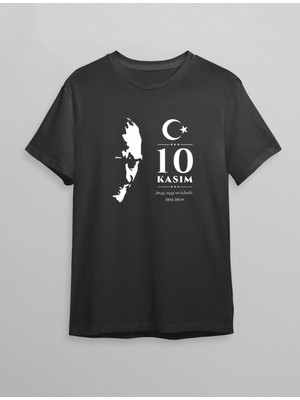 10 Kasım Atatürk Baskılı T-Shirt - Siyah