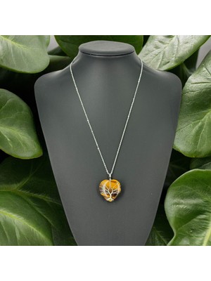 Kalp Ağacı Kaplan Gözü Taşı Kolye