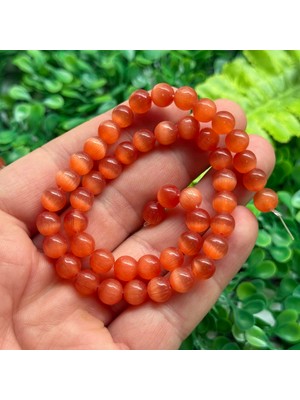 Turuncu Küre Kedi Gözü Taşı 8 mm