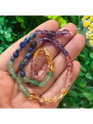 Amorf Gül Kuvars, Sitrin, Aventurin, Lapis, Ametist Çakra Taşları
