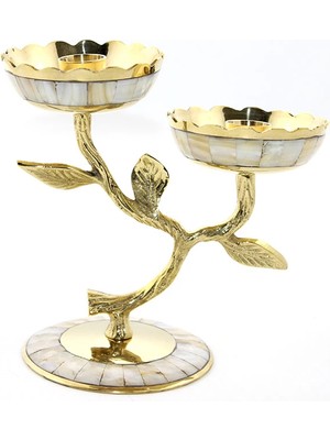 Dinç Store 44 Pirinç Sedefli 2'li Şamdan 5934 DINÇSTORE-4522