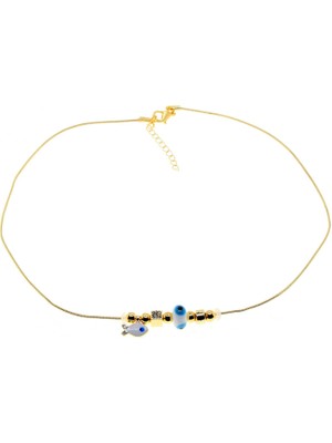 Tuncel Store Altın Renk Beyaz Mineli Balık Model Zirkon Kolye - 2988