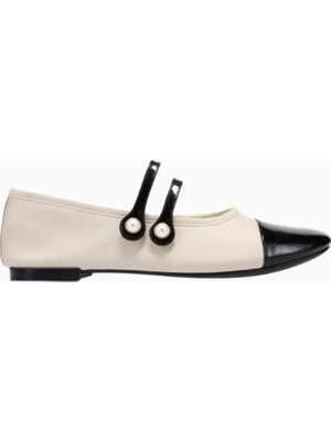 Repetto Erin Mary Jane Flats, Deri, Inci Detaylı Çift Kayış, Parlak Burun, Fransız Şıklığı