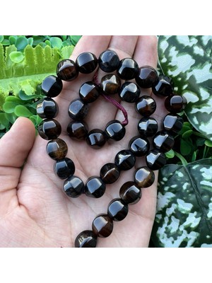 Dilim Kesim Siyah-Kahve Akik Taşı 11 mm