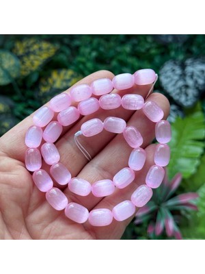 Silindir Pembe Selenit Taşı 8X12 mm