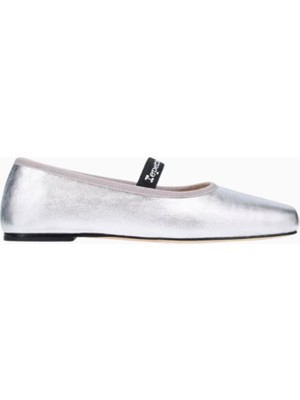 Repetto Lisbeth Ballerina Flats – Metalik Deri, Kare Burunlu, Logo Lastikli