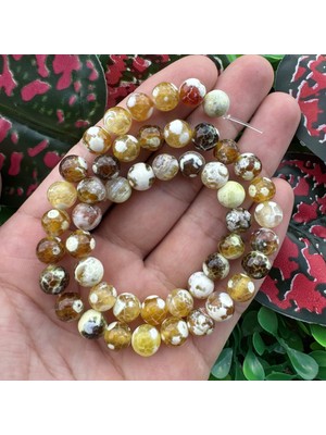 Küre Sarı-Beyaz Akik Taşı 8 mm