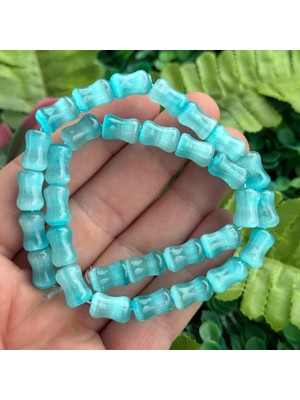 Eğimli Silindir Turkuaz Selenit Taşı 8X13 mm