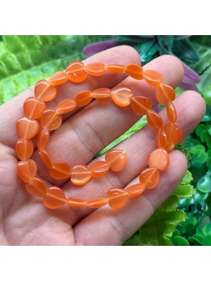 Turuncu Kalp Kedi Gözü Taşı 10 mm