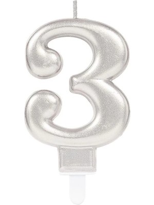 Dinç Store 44 3 Rakam Mum Gümüş Renk DINÇSTORE-4522