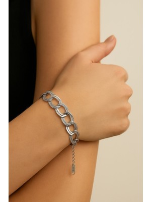 Tuncel Store Gümüş Renk Samanyolu Zincir Çelik Bileklik - 3337