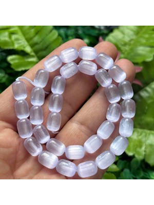 Silindir Menekşe Mor Selenit Taşı 8X12 mm