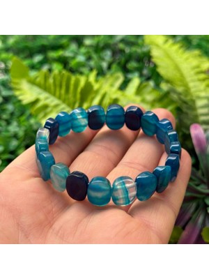 Doğal Mavi Akik Taşı Bileklik