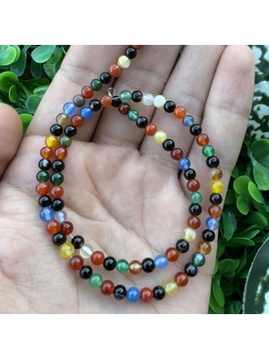 Küre Renkli Mix Akik Taşı 4 mm