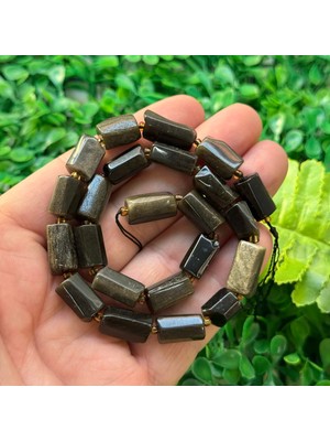 Kesimli Silindir Gold Obsidyen Taşı 9X15 mm