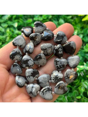 Kalp Karlı Obsidyen Taşı 14 mm