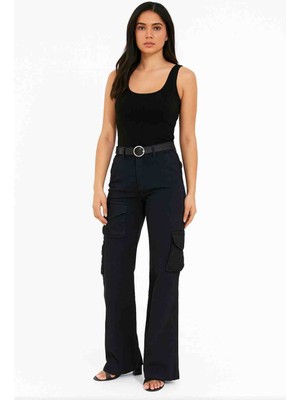 Couis Kargo Cepli Yüksek Bel Bol Paça Likralı