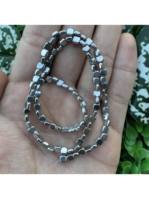 Ezik Kare Gümüş Hematit Taşı 2x4 mm