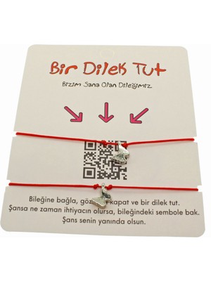 Tuncel Store Gümüş Renk Kırmızı Ip Kelebek Arkadaş Bilekliği - 1860