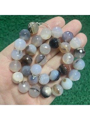 Faset Küre Bej Akik Taşı 12 mm