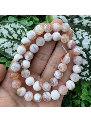 Küre Beyaz-Yavruağzı Akik Taşı 10 mm