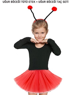 Dinç Store 44 Gösteriler Için Kırmızı Uğur Böceği Tütü Etek ve Kırmızı Uğur Böceği Taç Seti Din�