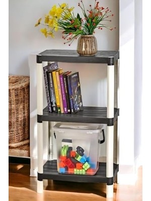 3 Katlı Ahşap Desenli Çok Amaçlı Depolama Rafı,