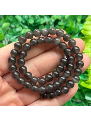 Siyah Küre Kedi Gözü Taşı 8 mm