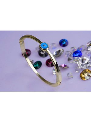 Tuncel Store Altın Renk Nazar Göz Taşlı Kelepçe Bileklik 757
