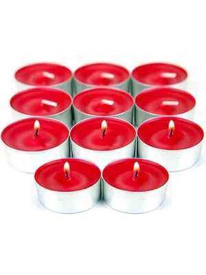 Dekoratif Kırmızı Renkli Tealight Mum, 10'lu Paket