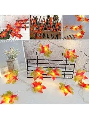 AA98YT1097 Sonbahar Konseptli Dekoratif Yaprak Desenli Şerit LED Gece Lambası, Kırmızı