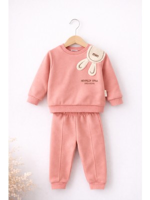 Selvira Bebek-Çocuk Eşofman Takımı | Nakışlı 3 Iplik Şardonlu Çocuk Sweatshirt Alt Üst Takım