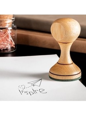 Inspire Ahşap Kaşe Seti - Ilham Mesajlı Kitap Mührü Kaşesi