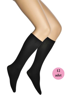 ModaSize 12 Adet Mikro 70 Dizaltı Kadın Çorap Siyah 500