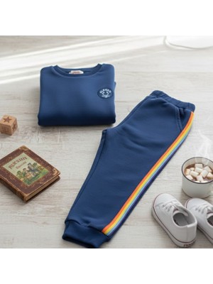 Babyilay Çocuk Gökkuşağı Şeritli Alt Üst Takım Eşofman Takımı